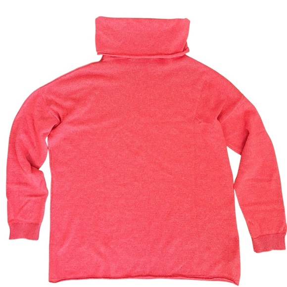 MaisonCashmere Italy Cowl Neck Oversized Cashmere Sweater in Coral Red Size L - Picture 9 of 10